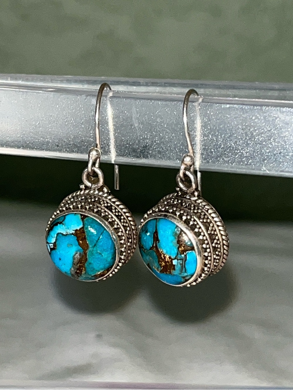 Vintage Native American Turquoise Earrings Sterling Silver Southwestern